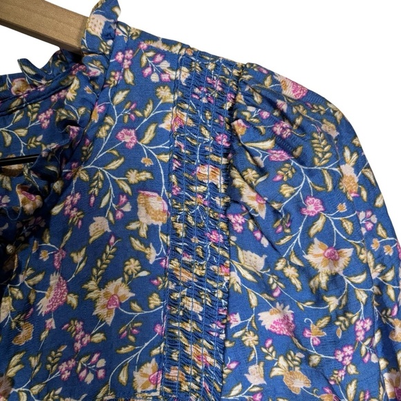 Wonderly Floral Blouse XL Pullover 3/4 Sleeve Smocked Cottagecore Peasant - Picture 7 of 16